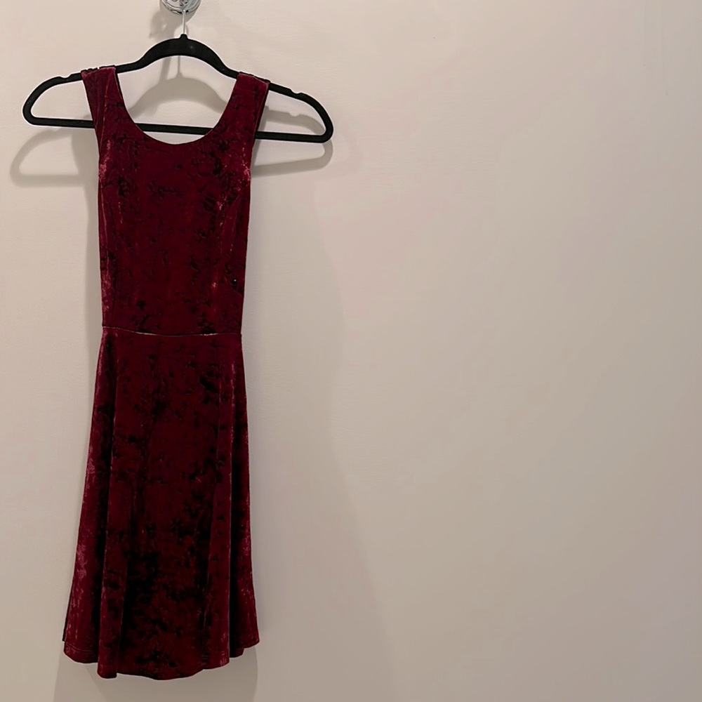 Maroon velvet dress